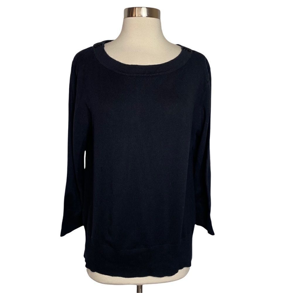 Topshop Womens Knit Top Size 16 Black 3/4 Sleeve
